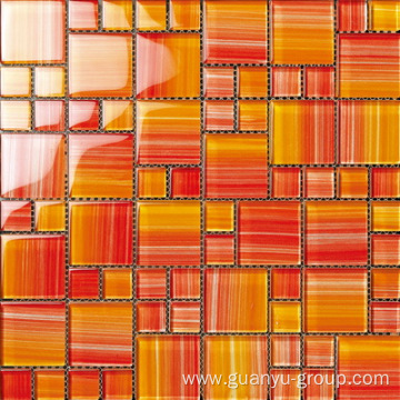 Sharp Orange Color Hand Painting Glass Mosaic